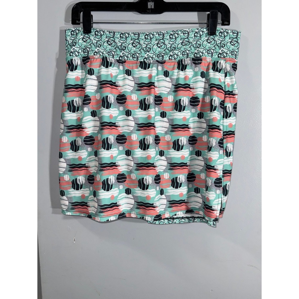 Skort Obsession size large women's skirt green printed circles biker‎ shorts